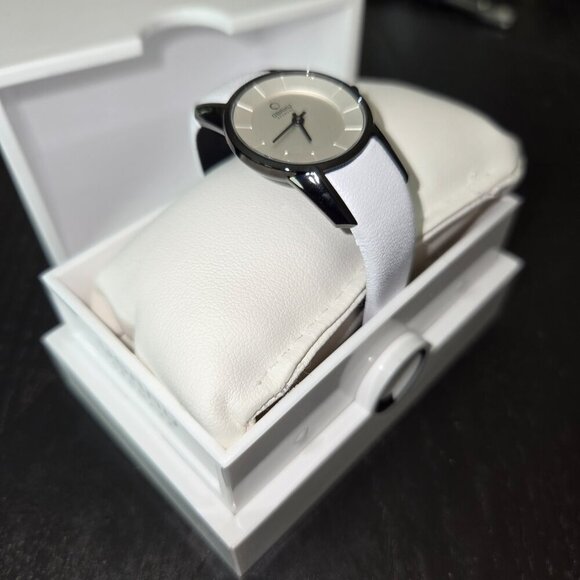 Obaku Denmark Women's Watch White Leather Minimalist Quartz Analog black/white - Picture 3 of 11